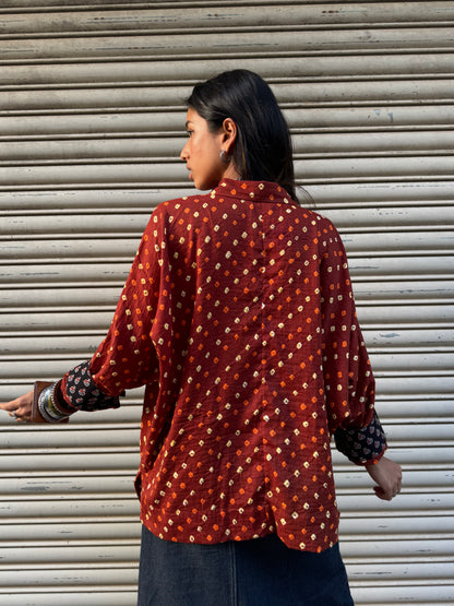 Rust Bandhani Cotton Shirt