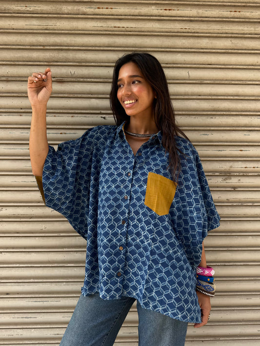 Jheel Indigo Cotton Shirt (READY TO DISPATCH)