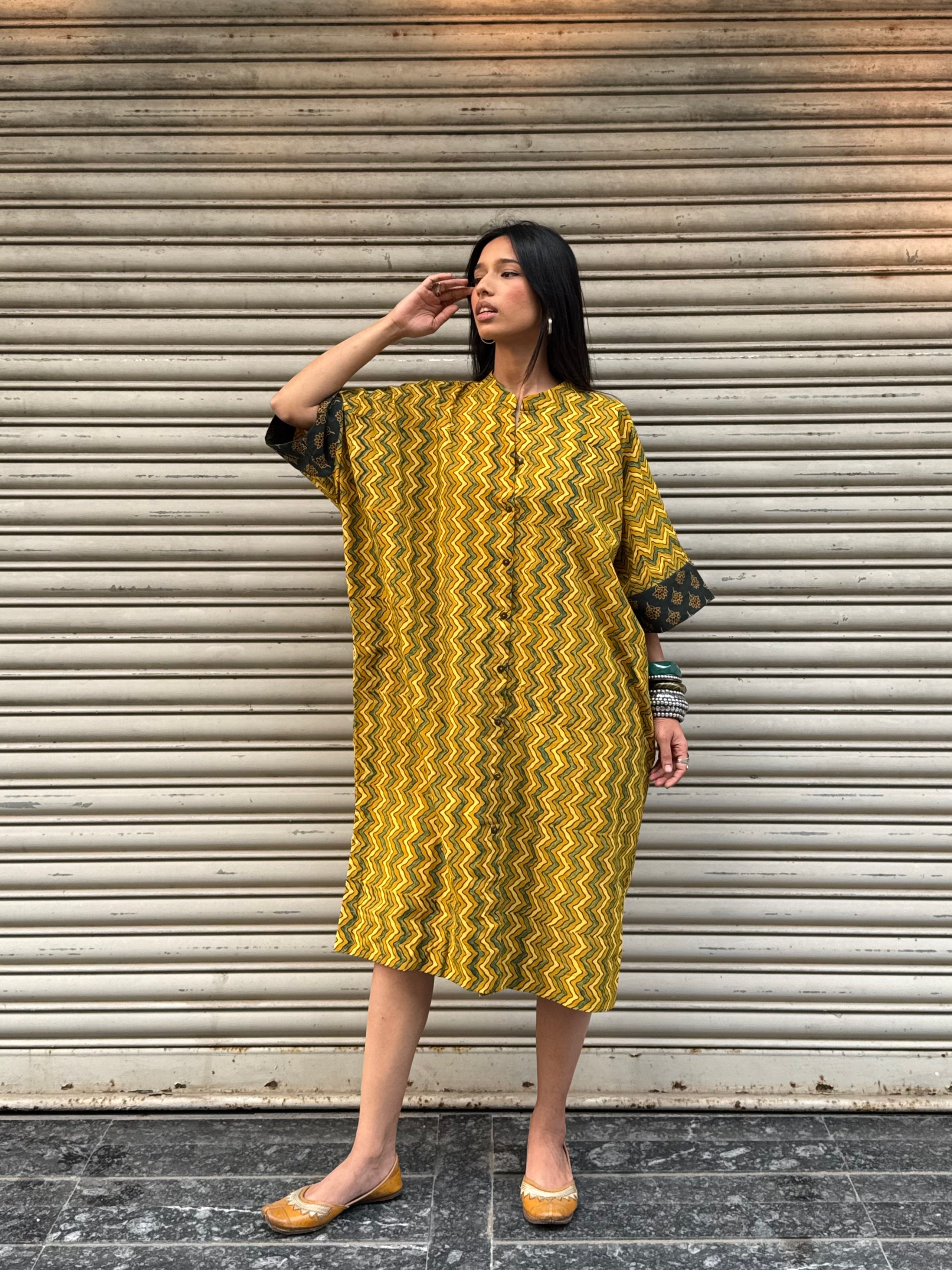 Amber Ajrakh Cotton Kaftan Dress
