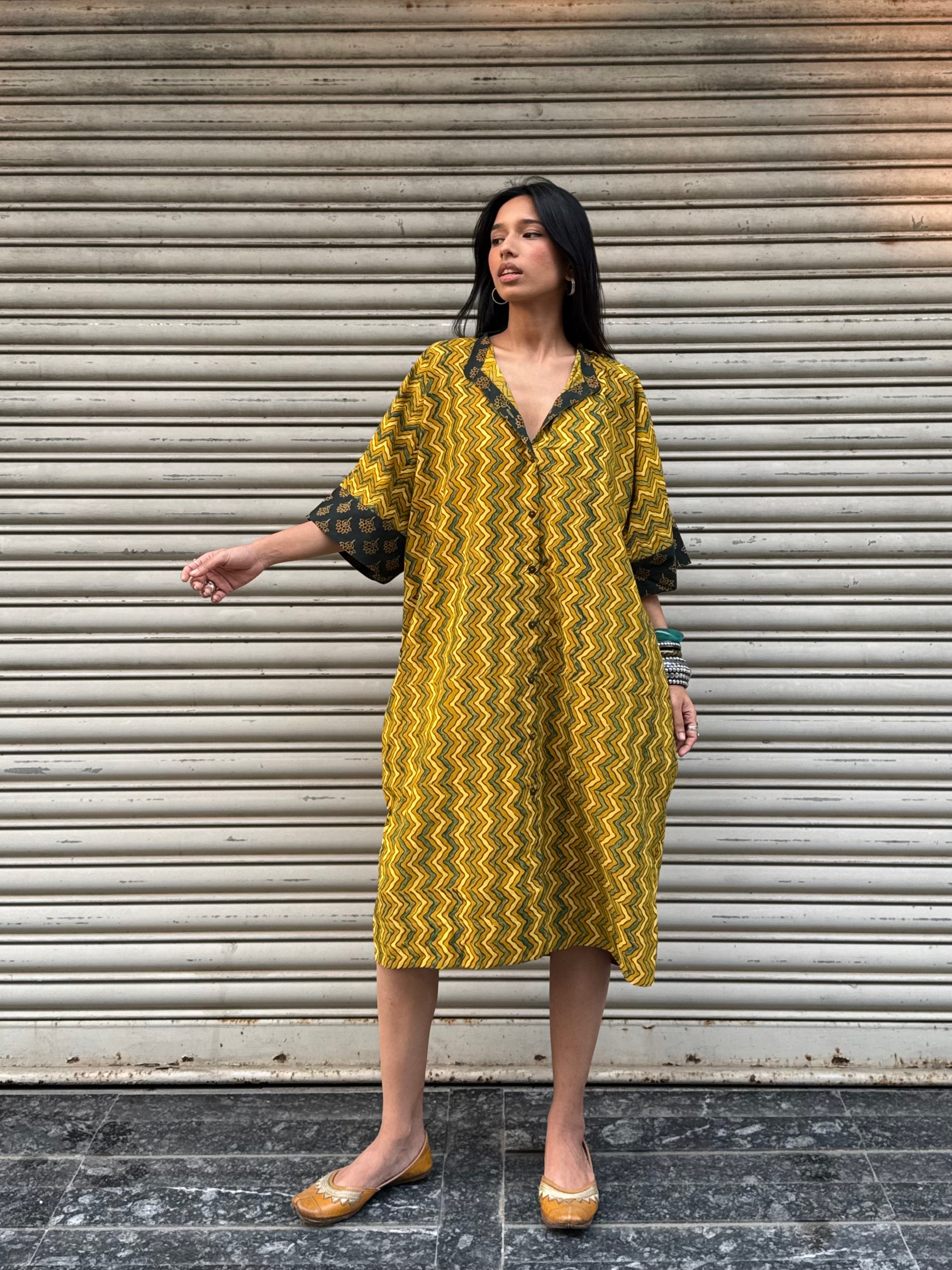 Amber Ajrakh Cotton Kaftan Dress