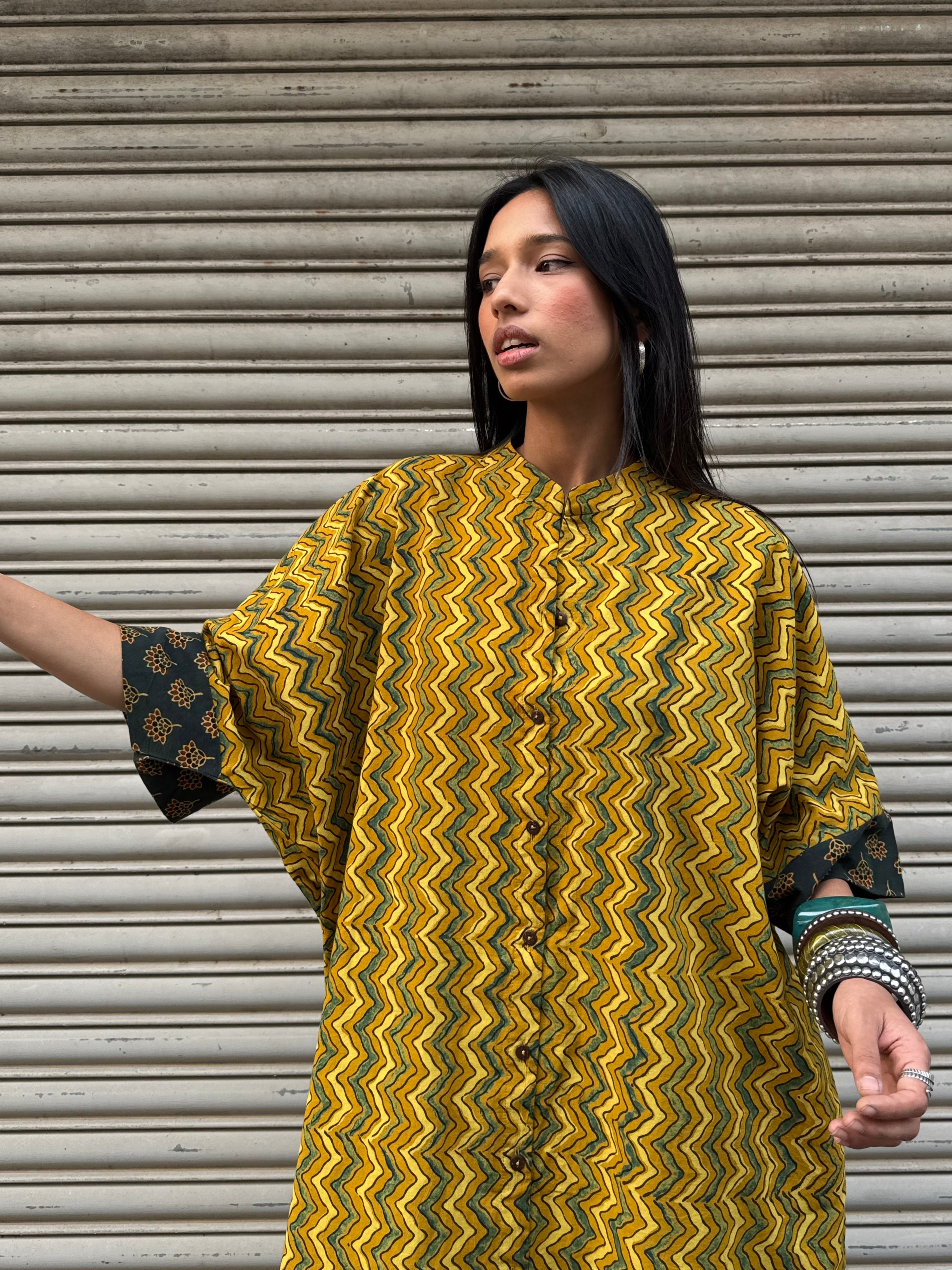 Amber Ajrakh Cotton Kaftan Dress