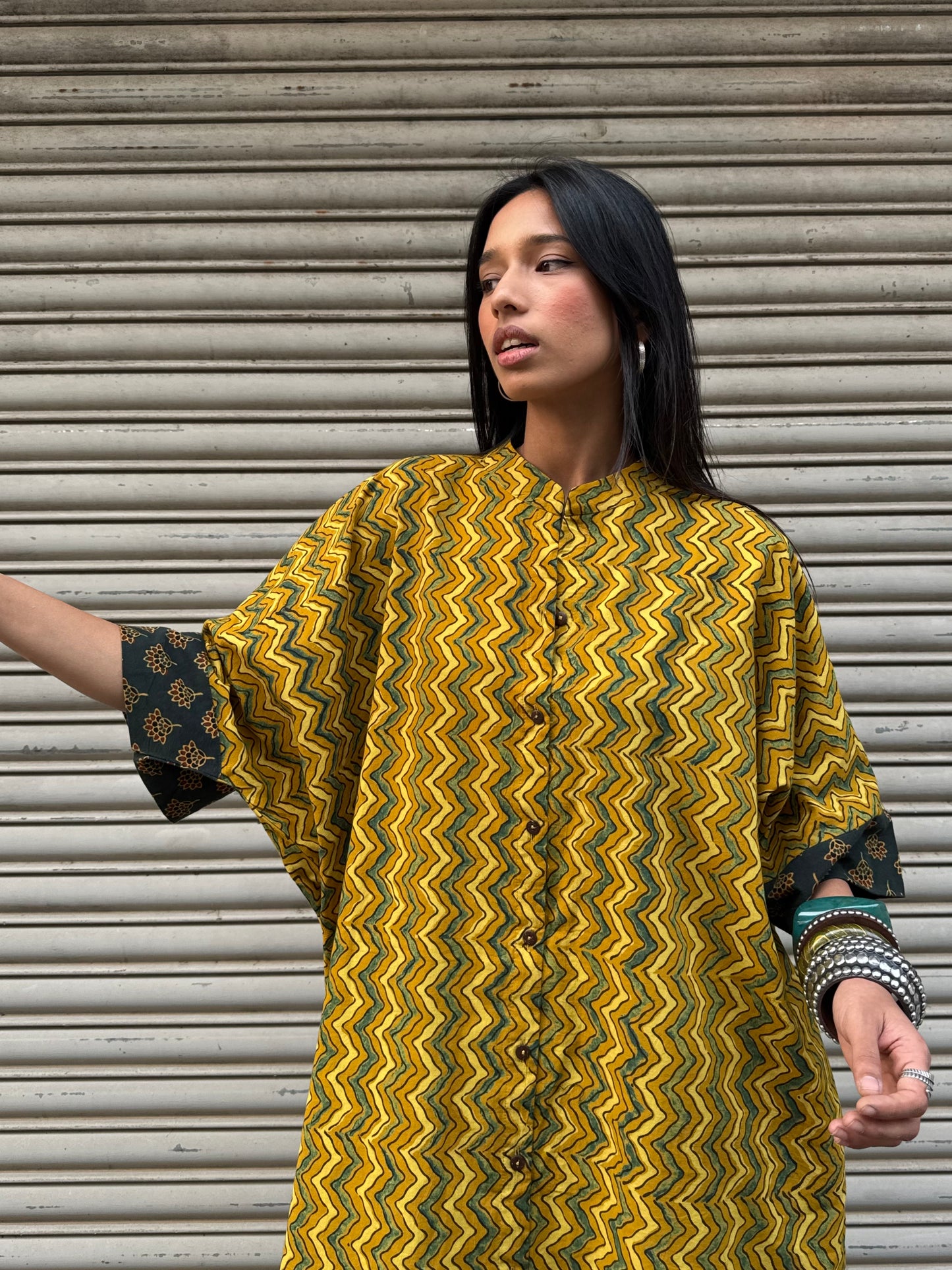 Amber Ajrakh Cotton Kaftan Dress