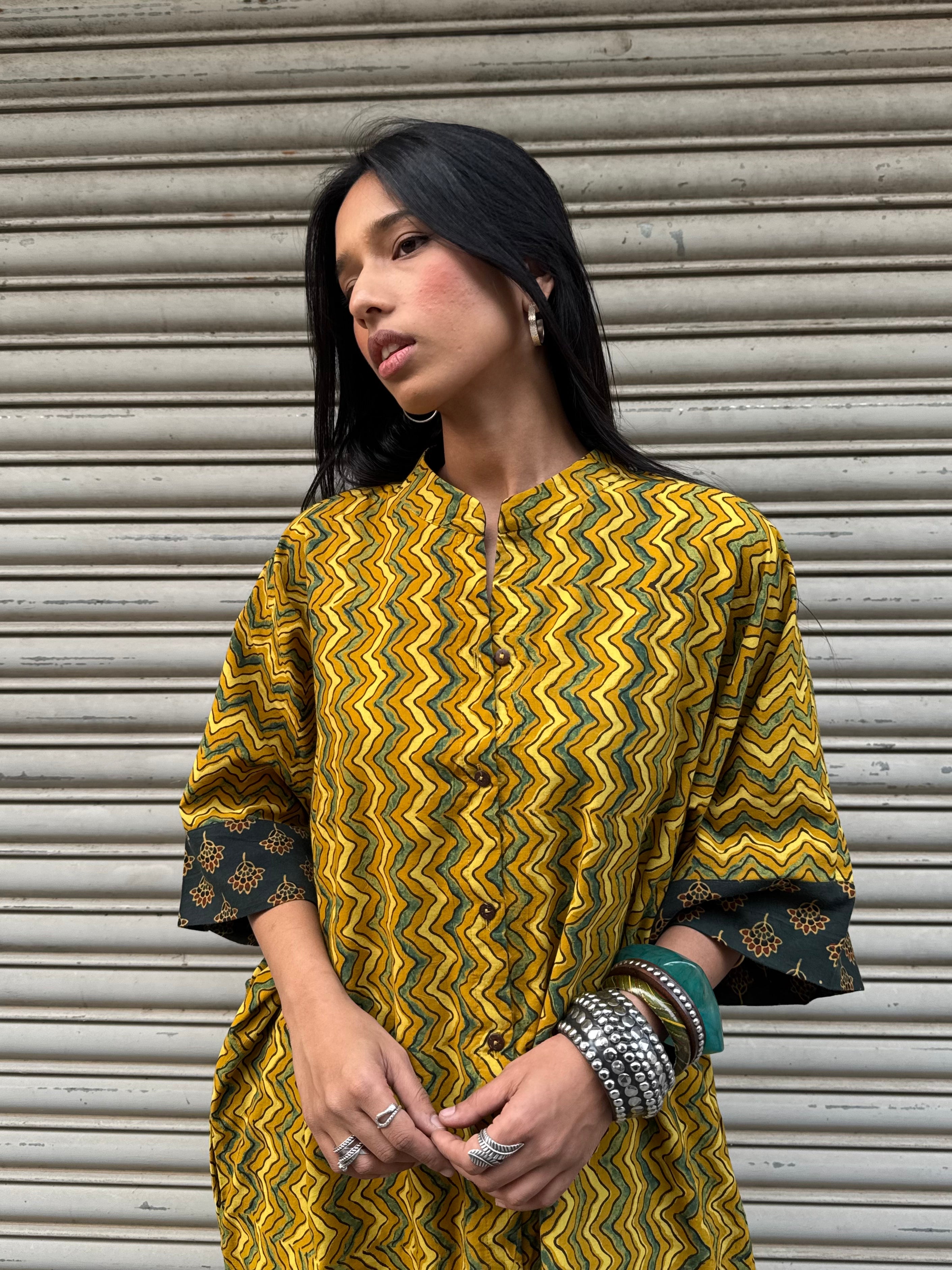 Amber Ajrakh Cotton Kaftan Dress