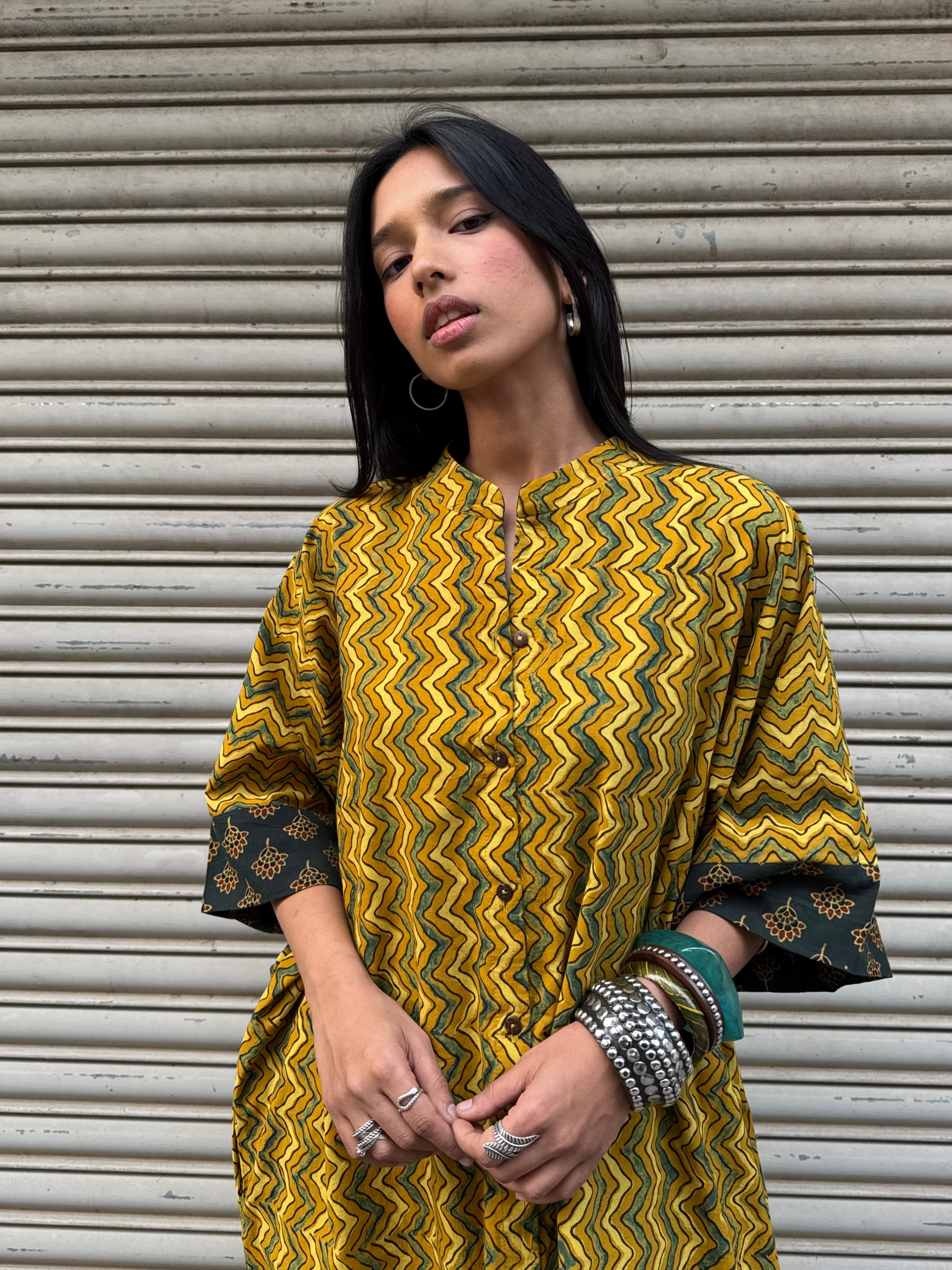 Amber Ajrakh Cotton Kaftan Dress