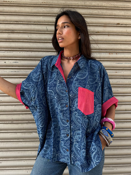 Neelam Indigo Cotton Shirt (READY TO DISPATCH)