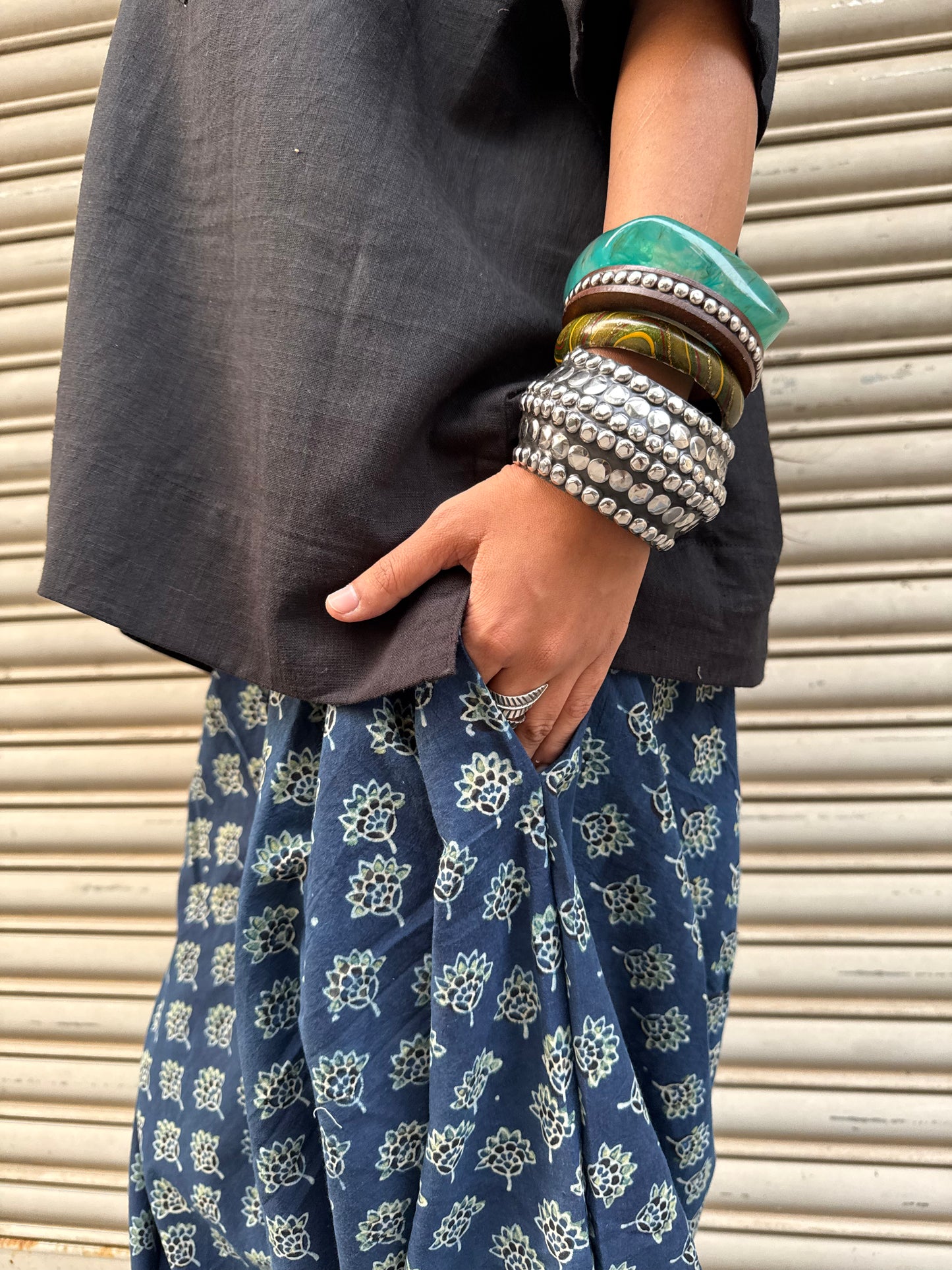 Moss Ajrakh Cotton Harem pants