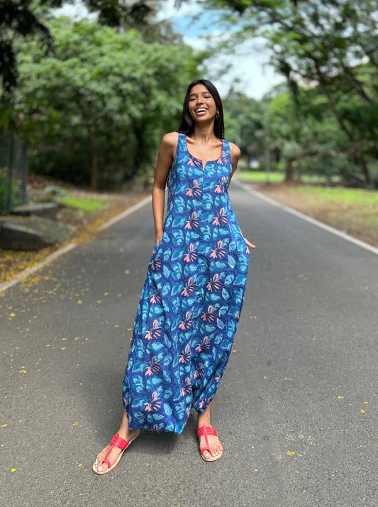 Indigo fleur dhoti jumpsuit