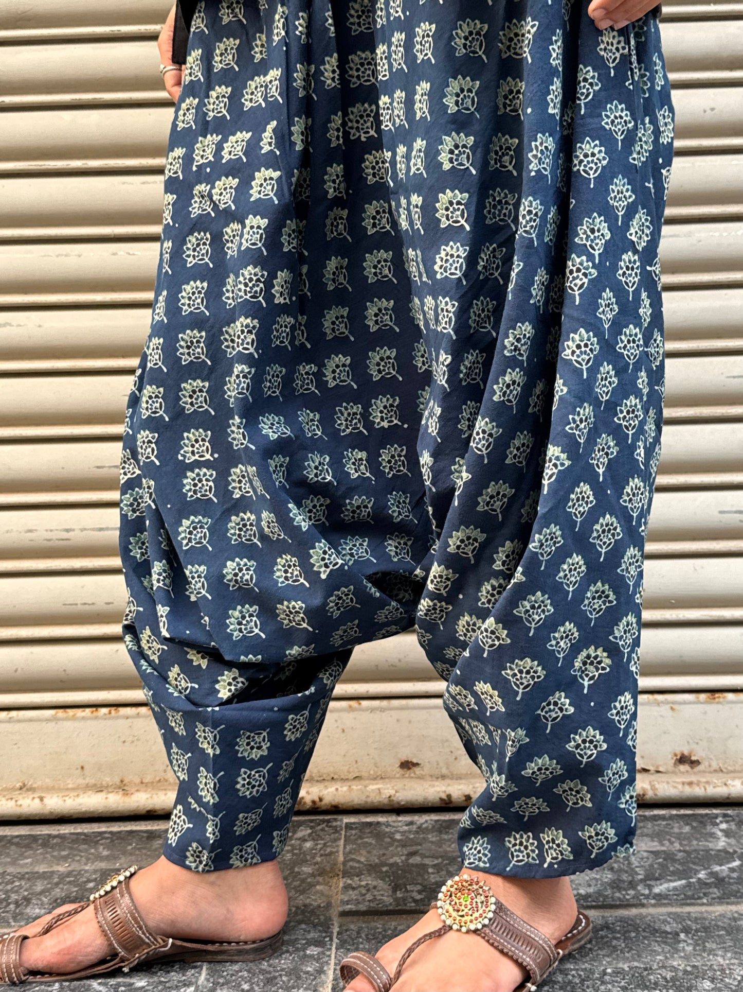 Moss Ajrakh Cotton Harem pants