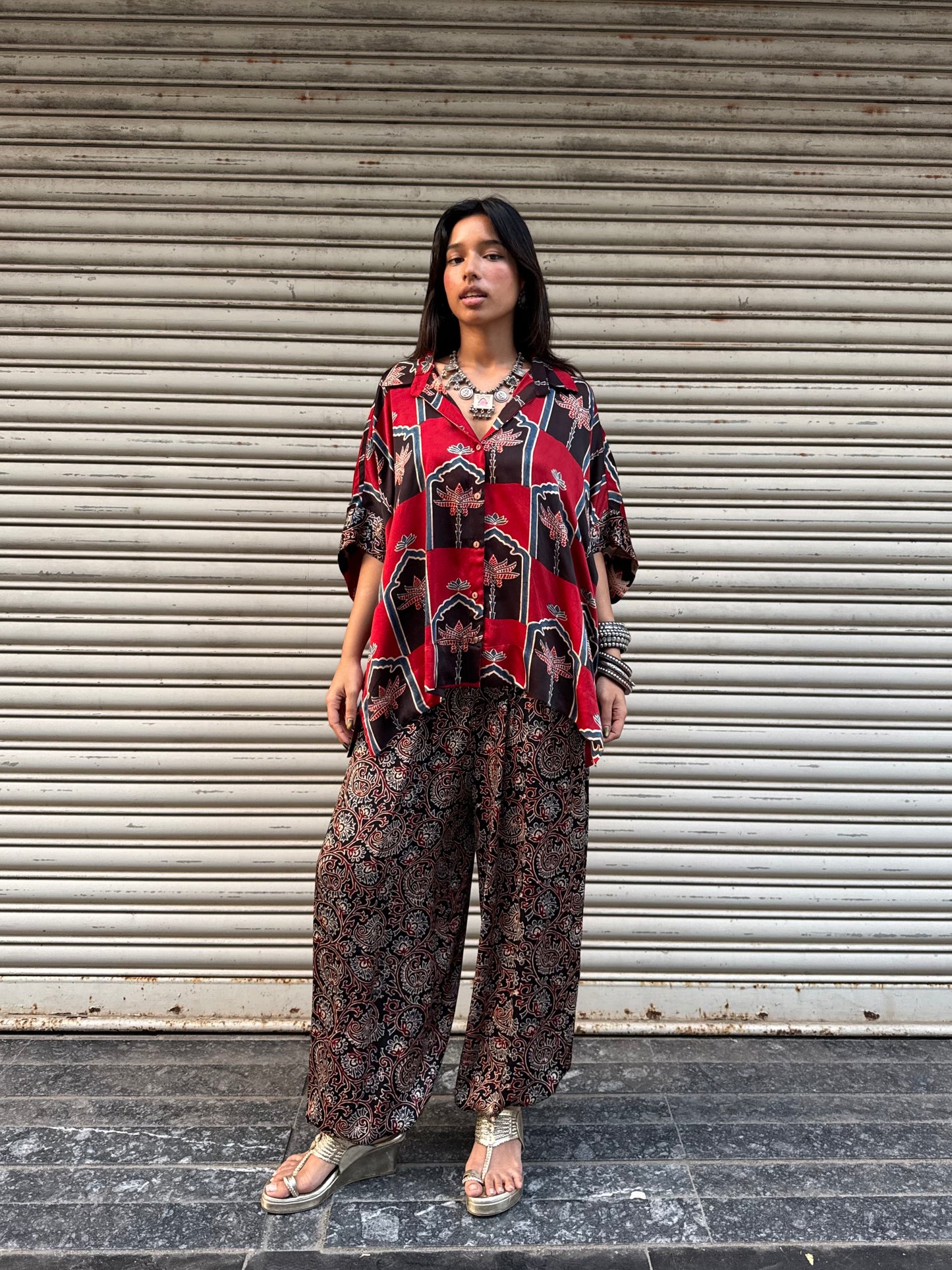 Gulnaar Modal silk Co-ord set with Balloon pants