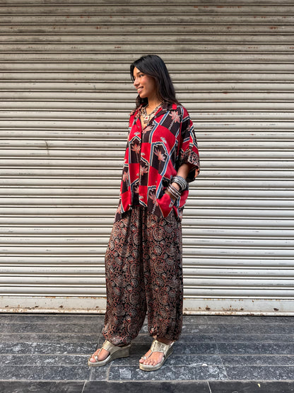 Gulnaar Modal silk Co-ord set with Balloon pants