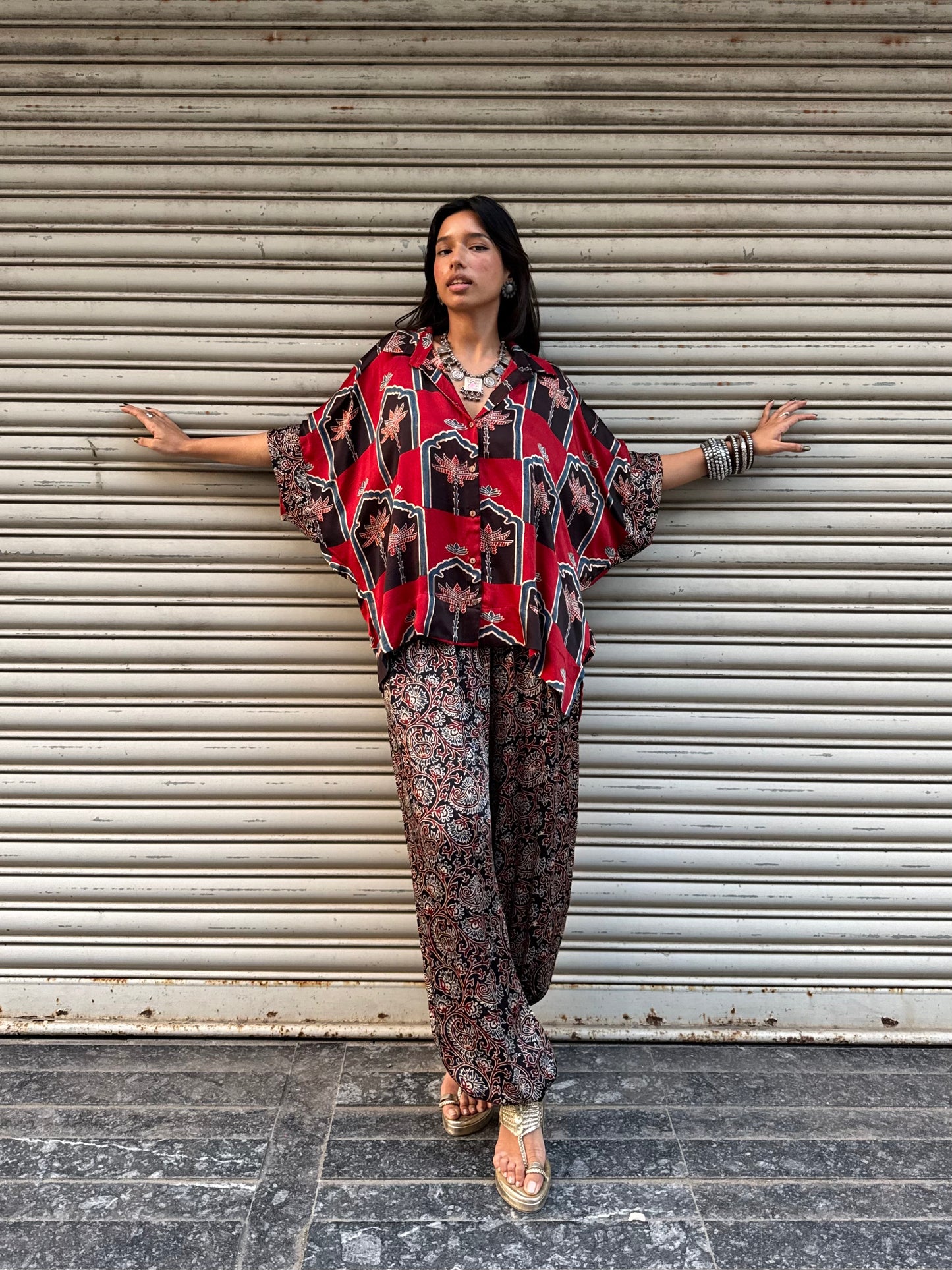 Gulnaar Modal silk Co-ord set with Balloon pants