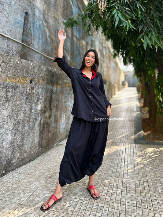 Black Shirt dhoti co-ord