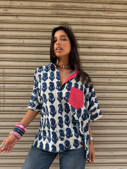 Kairi Indigo Cotton Shirt