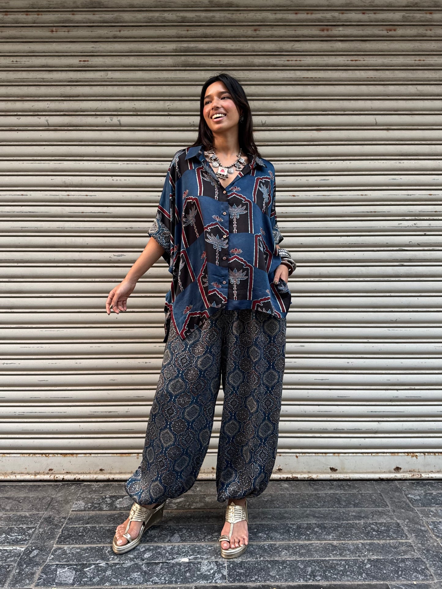 Iris Modal silk Co-ord set with Balloon pants