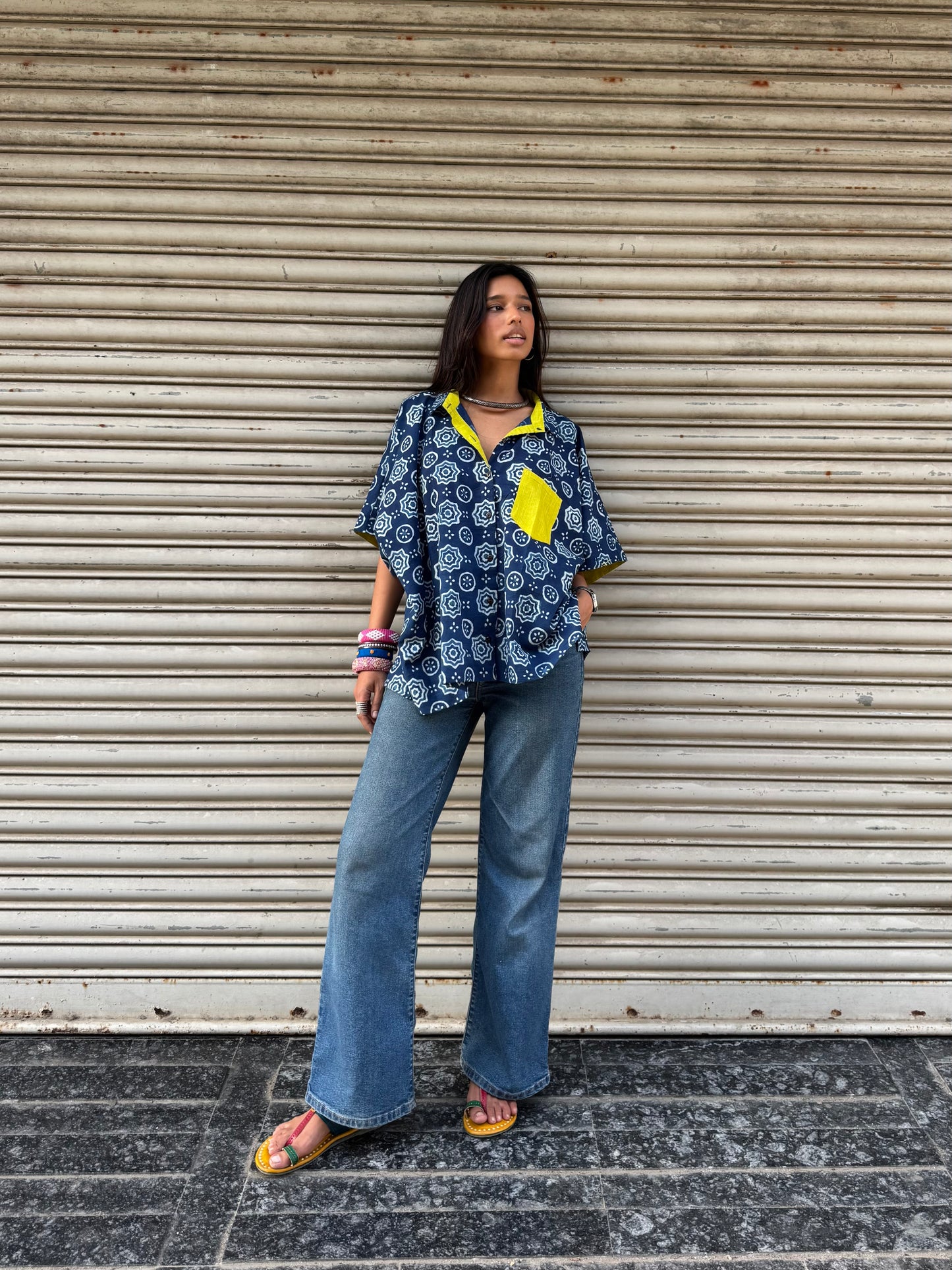 Tara Indigo Cotton Shirt