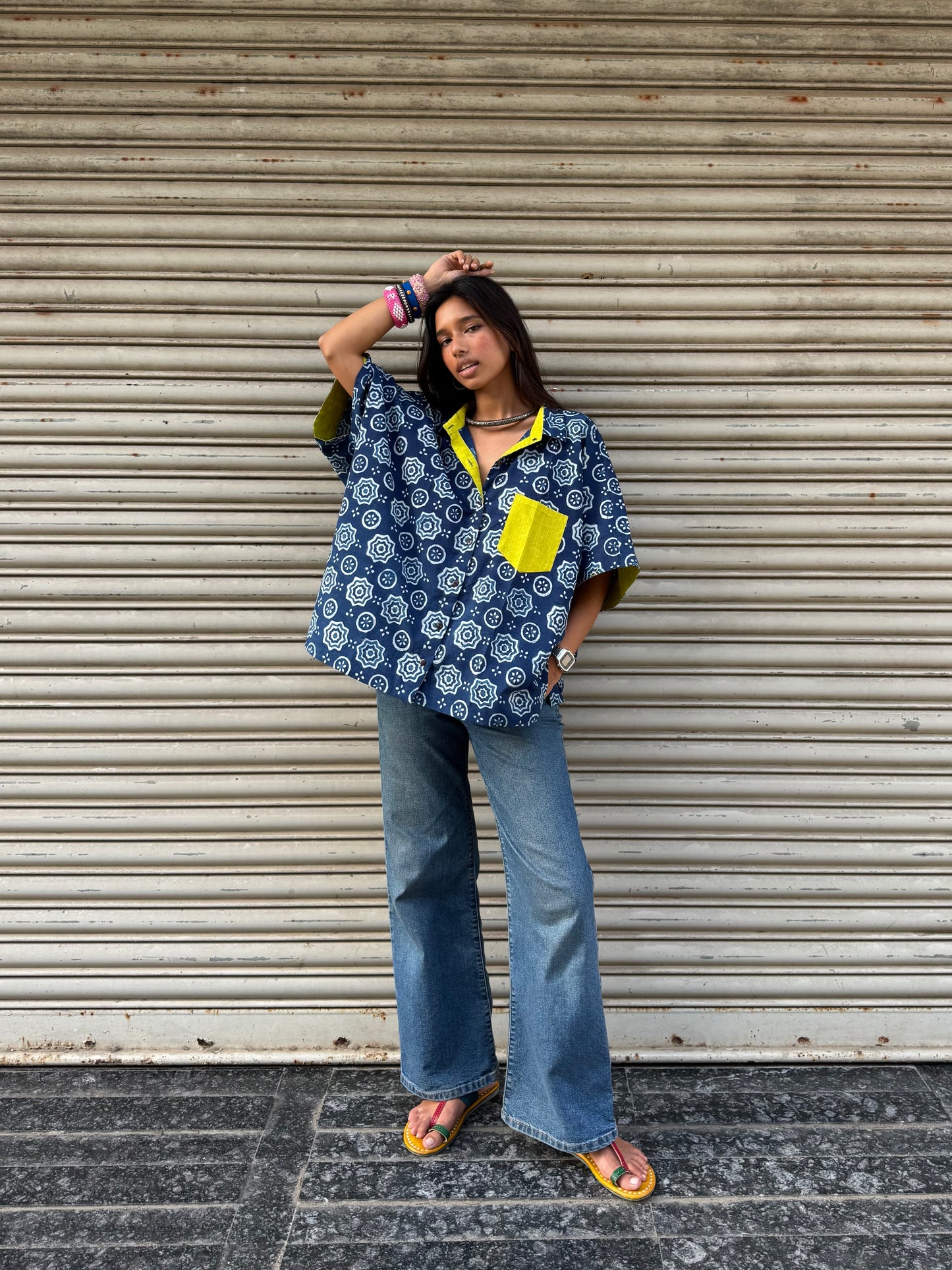 Tara Indigo Cotton Shirt