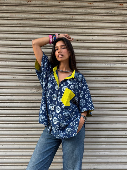 Tara Indigo Cotton Shirt (READY TO DISPATCH)