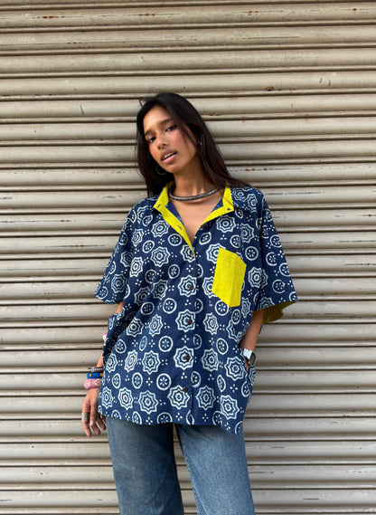 Tara Indigo Cotton Shirt