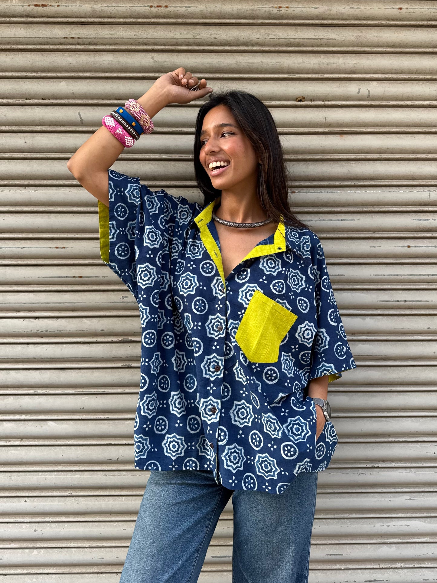 Tara Indigo Cotton Shirt