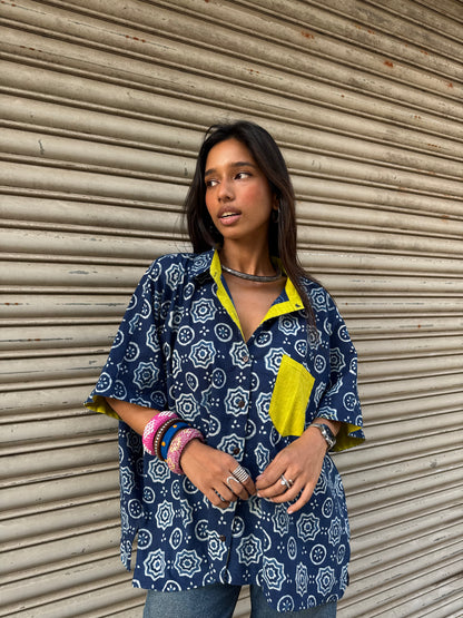 Tara Indigo Cotton Shirt