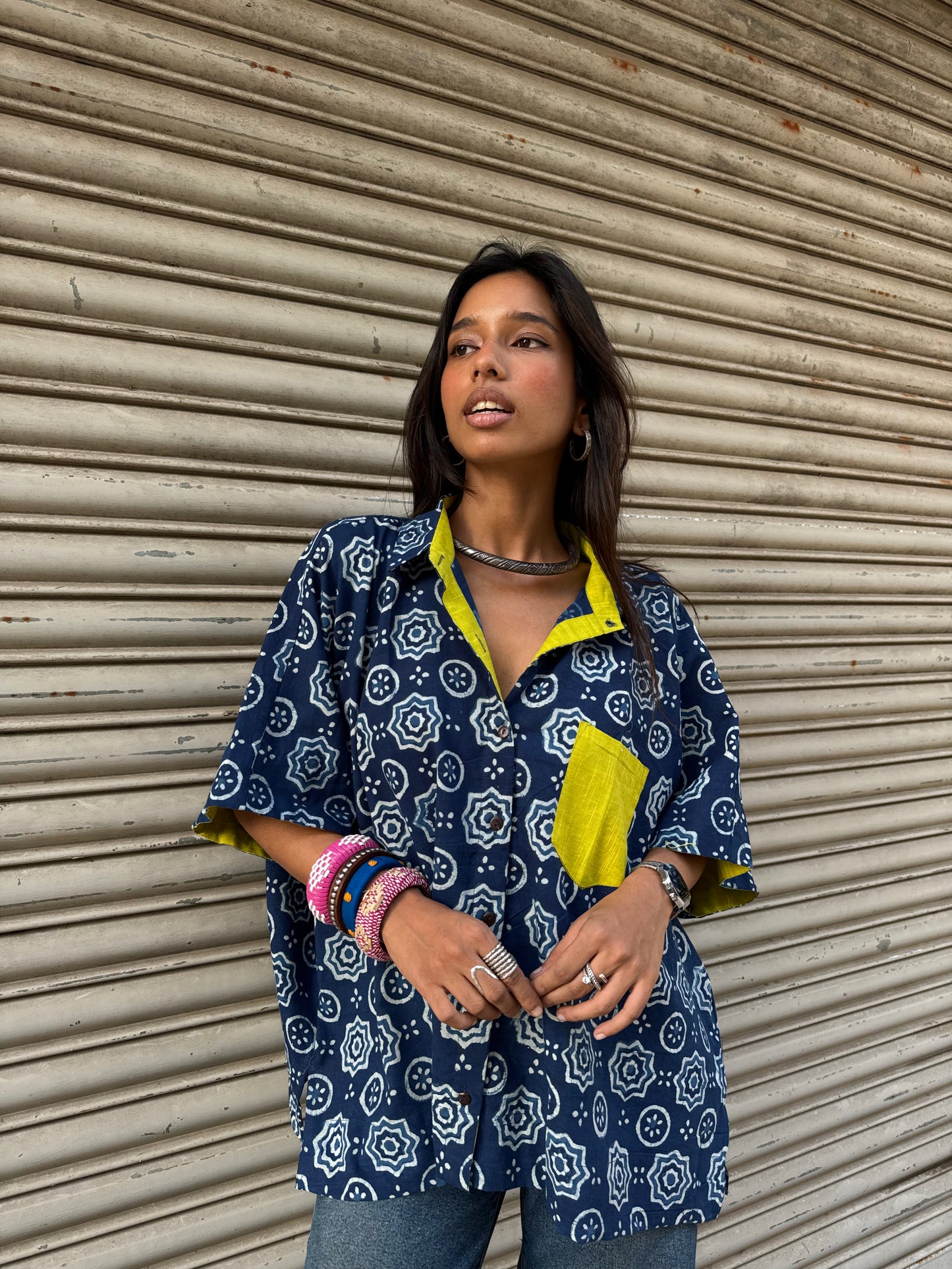 Tara Indigo Cotton Shirt