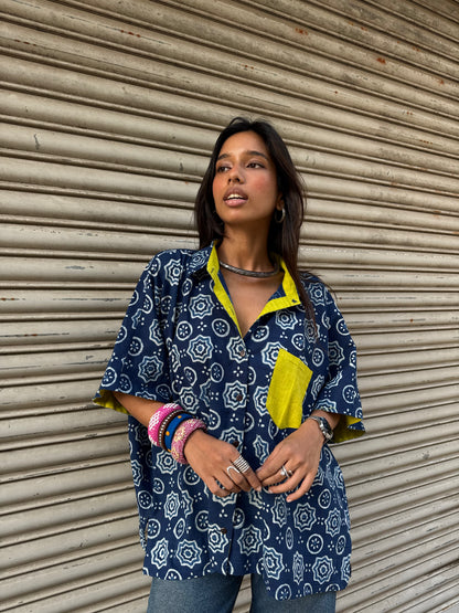 Tara Indigo Cotton Shirt