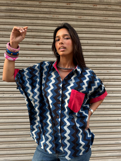 Syaahi Indigo Cotton Shirt