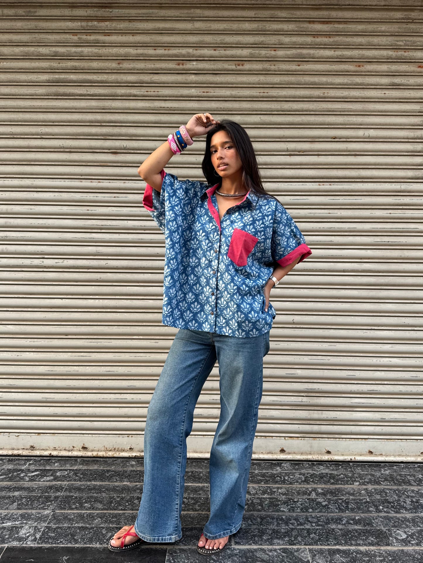 Phool Indigo Cotton Shirt