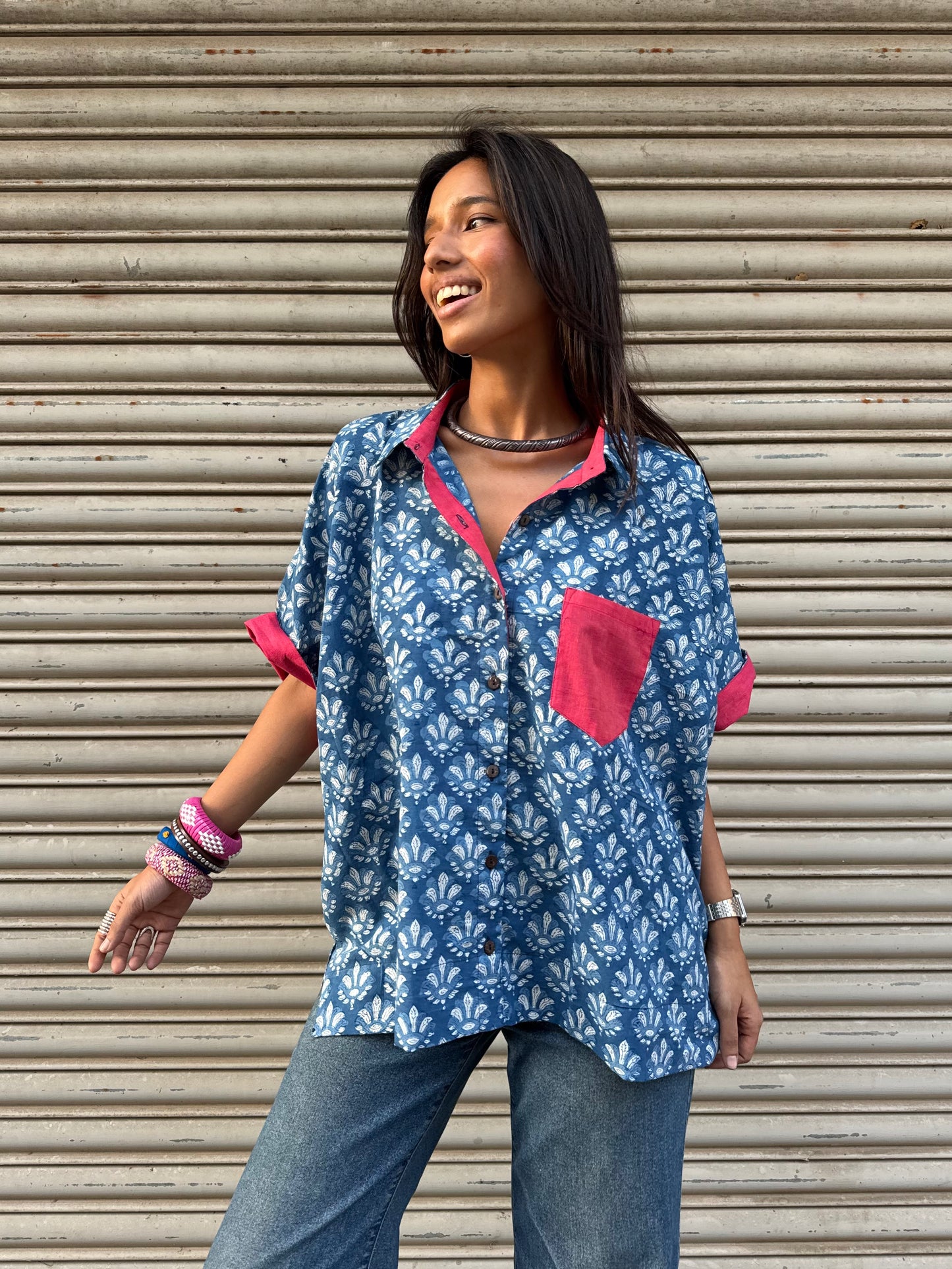 Phool Indigo Cotton Shirt