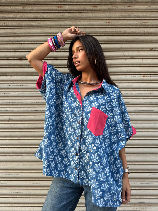 Phool Indigo Cotton Shirt