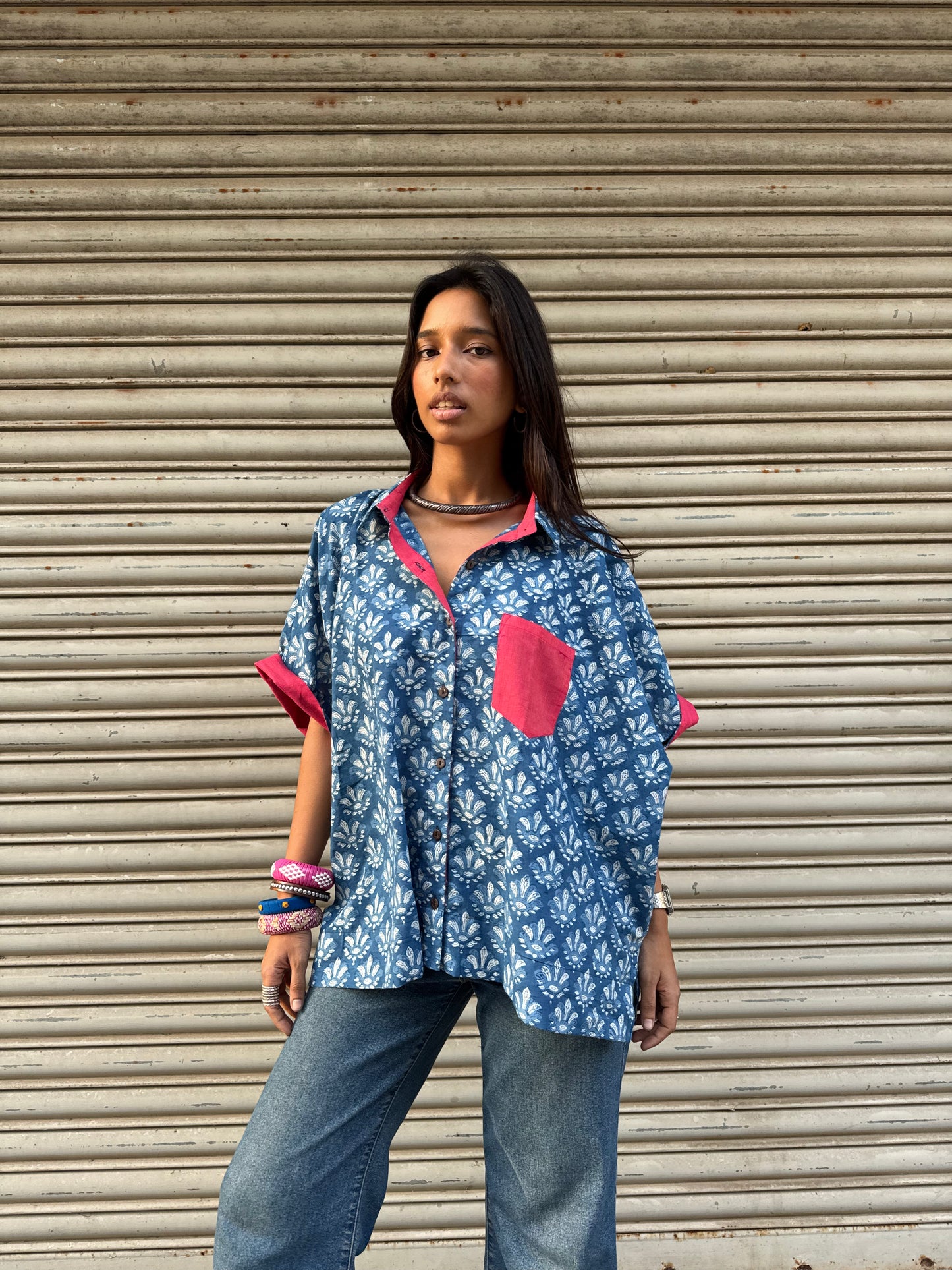 Phool Indigo Cotton Shirt
