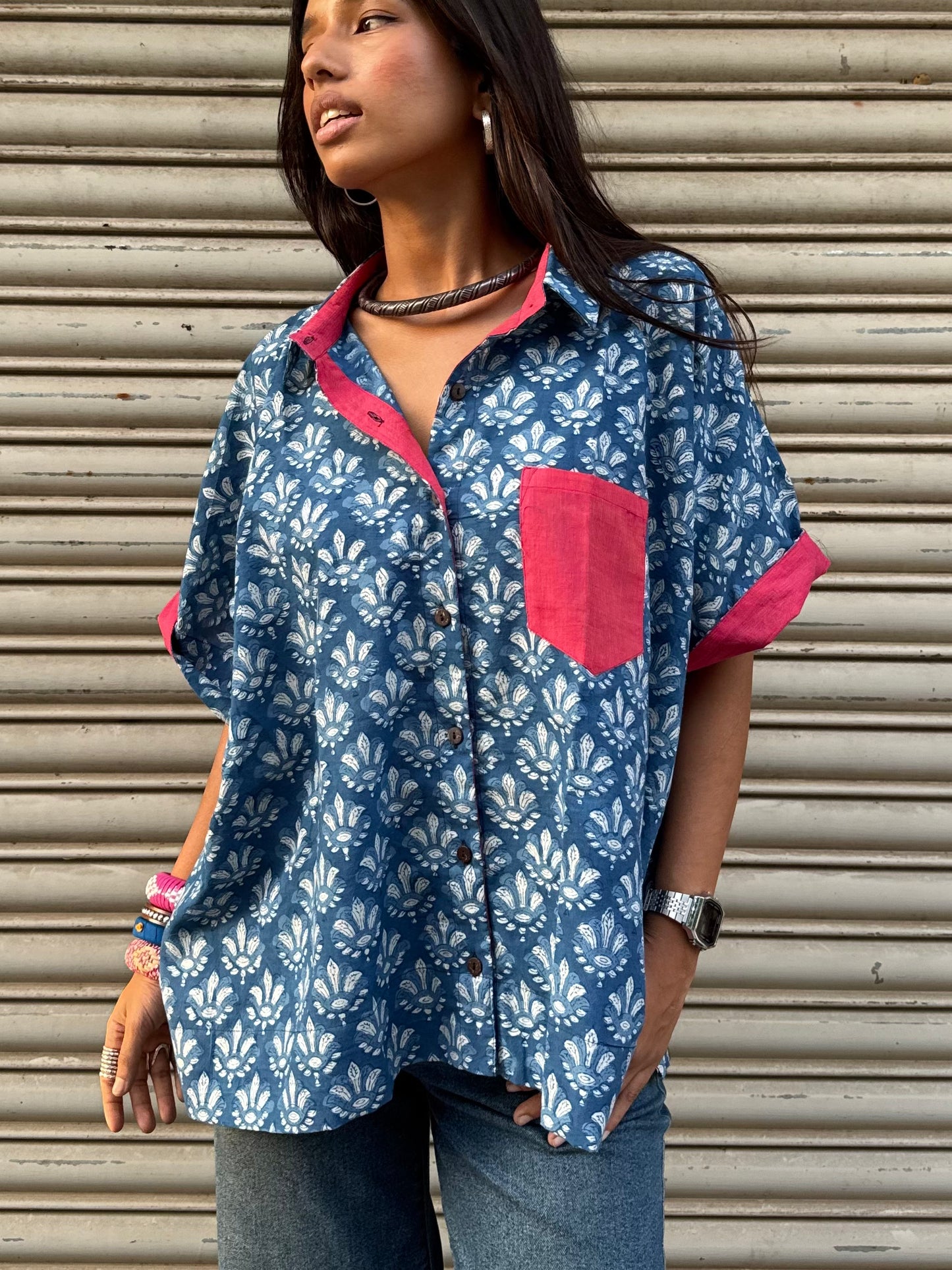 Phool Indigo Cotton Shirt