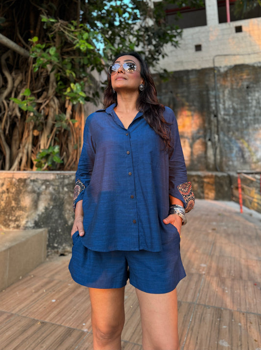 Cobalt Shirt Shorts Co-ord set