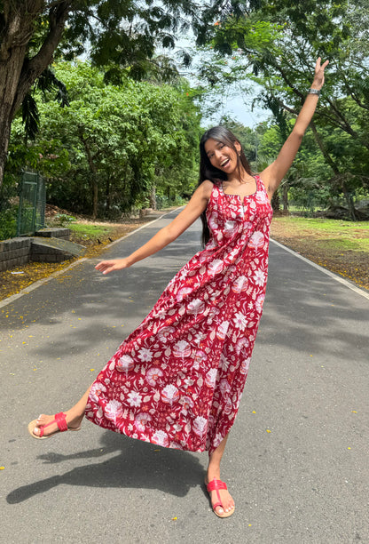 Red pink fleur dhoti jumpsuit