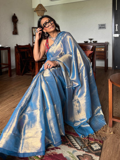 Azure Tissue Silk Saree