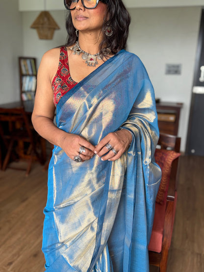 Azure Tissue Silk Saree