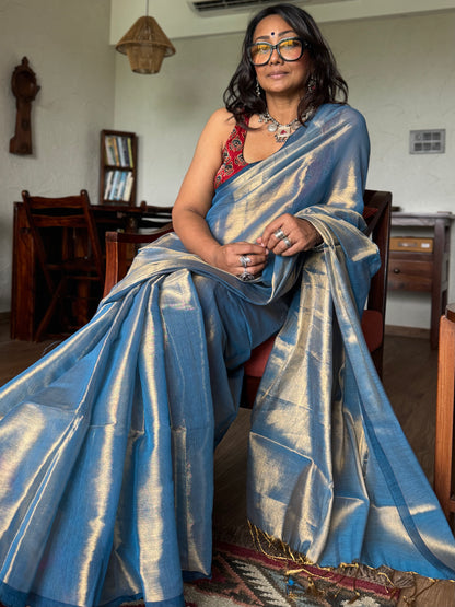 Azure Tissue Silk Saree