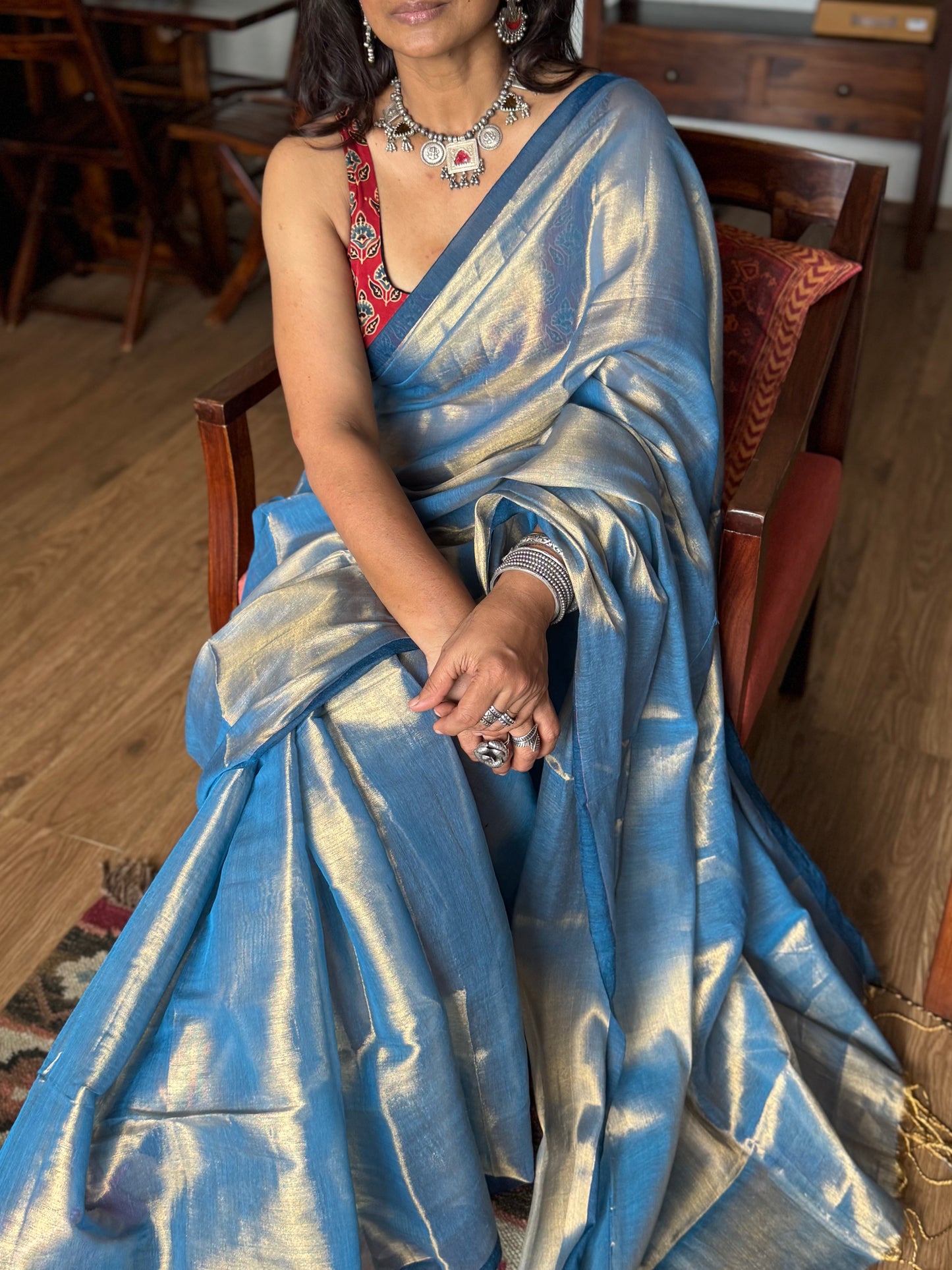 Azure Tissue Silk Saree