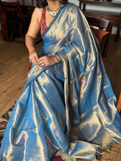 Azure Tissue Silk Saree