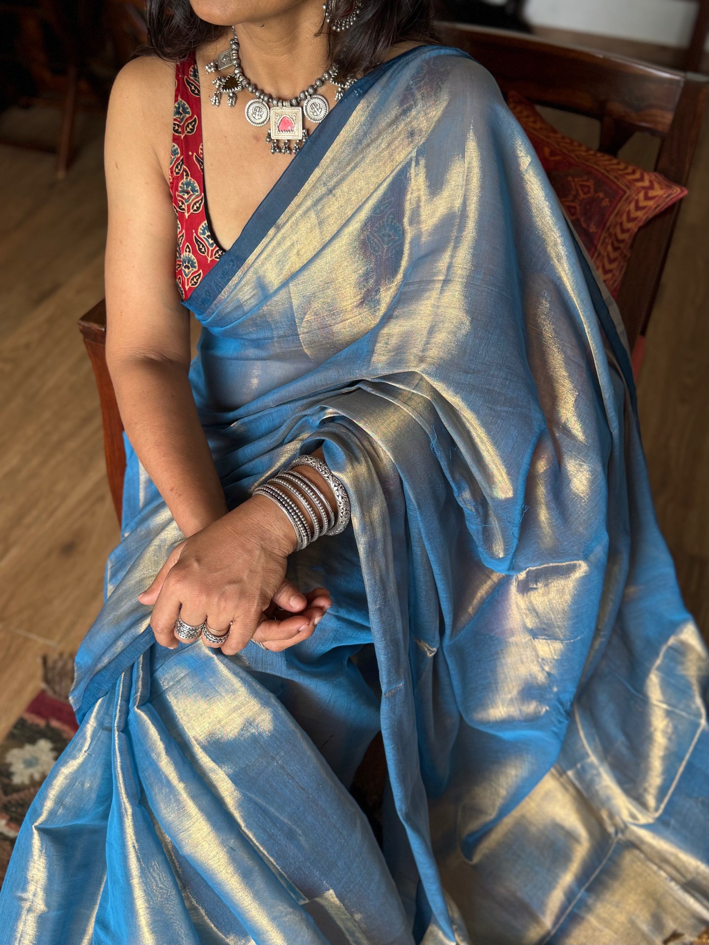 Azure Tissue Silk Saree