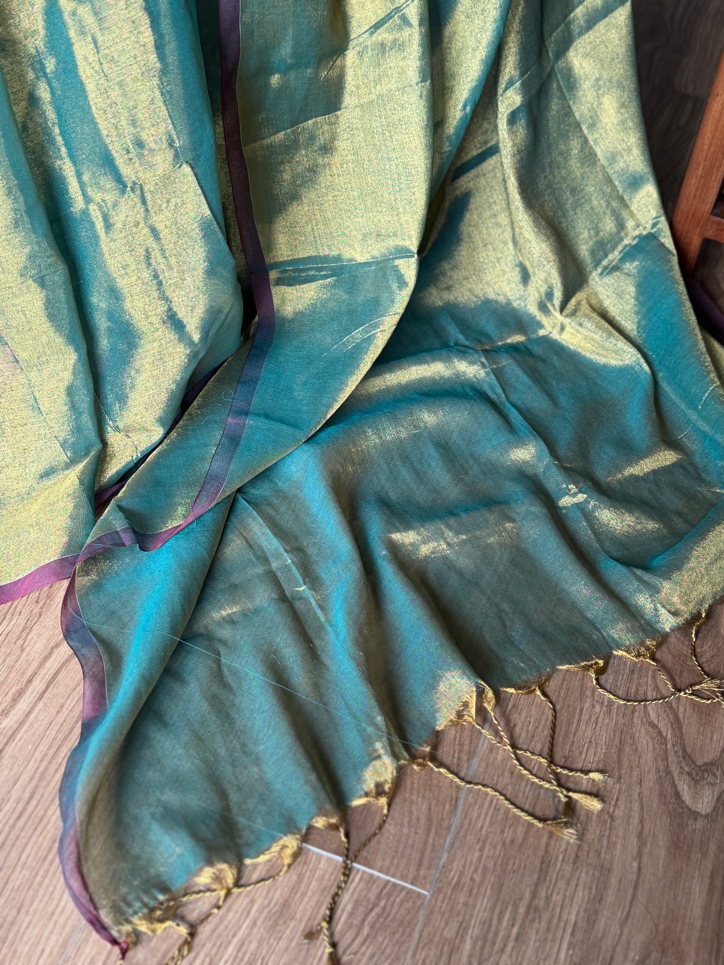 Olive Gold Tissue Silk Saree