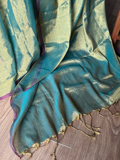 Olive Gold Tissue Silk Saree