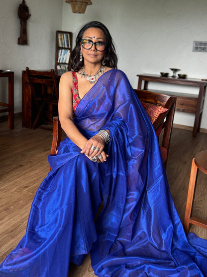 Royal blue Tissue Silk Saree