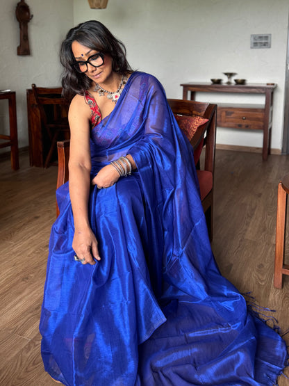 Royal blue Tissue Silk Saree