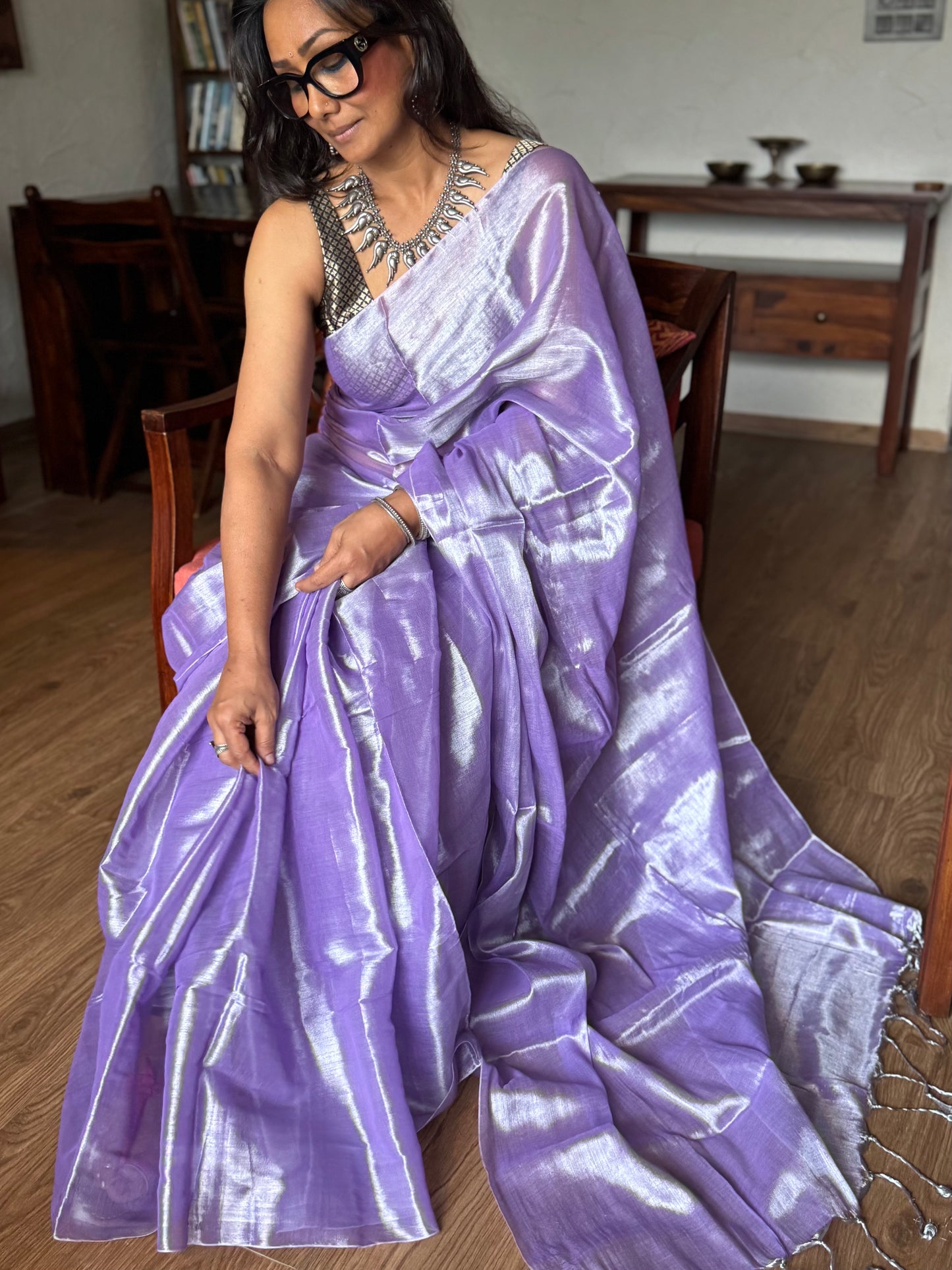 Lilac Tissue Silk Saree