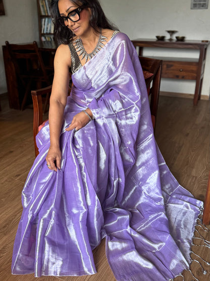 Lilac Tissue Silk Saree