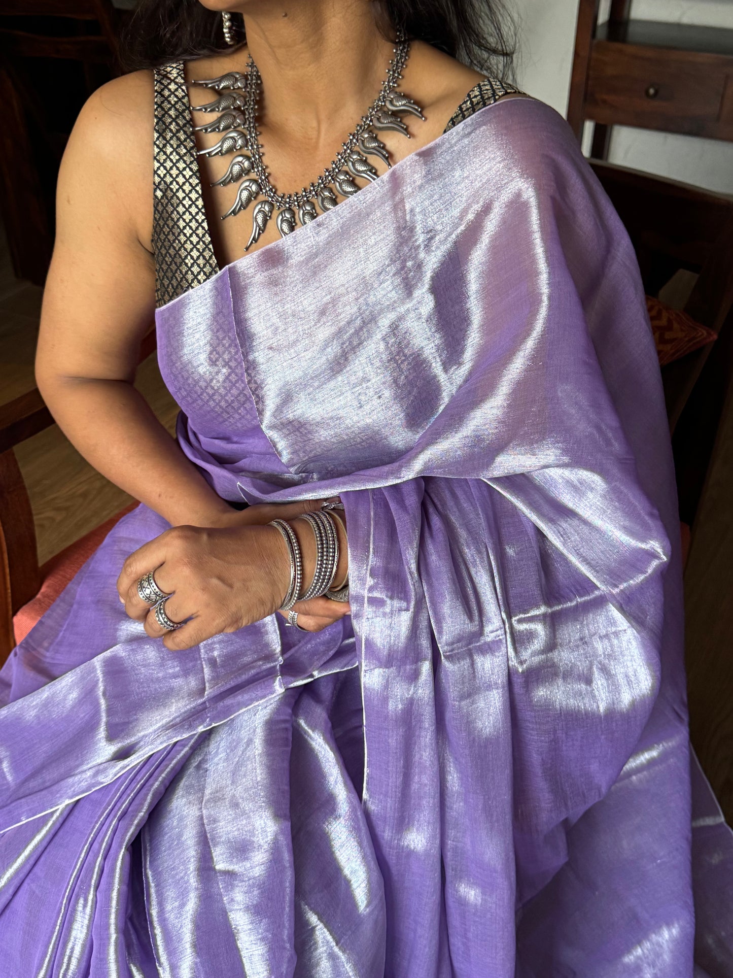 Lilac Tissue Silk Saree