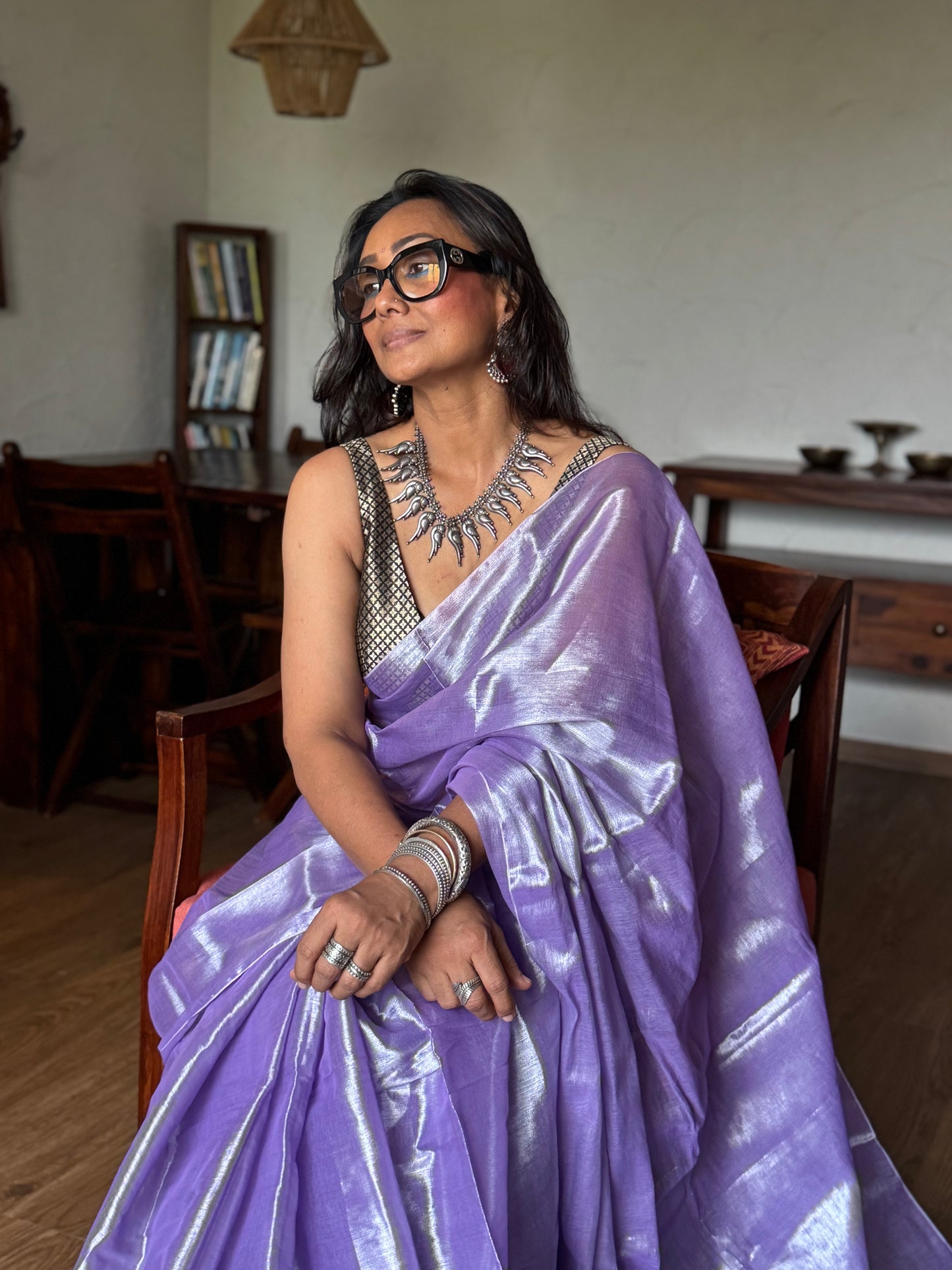 Lilac Tissue Silk Saree