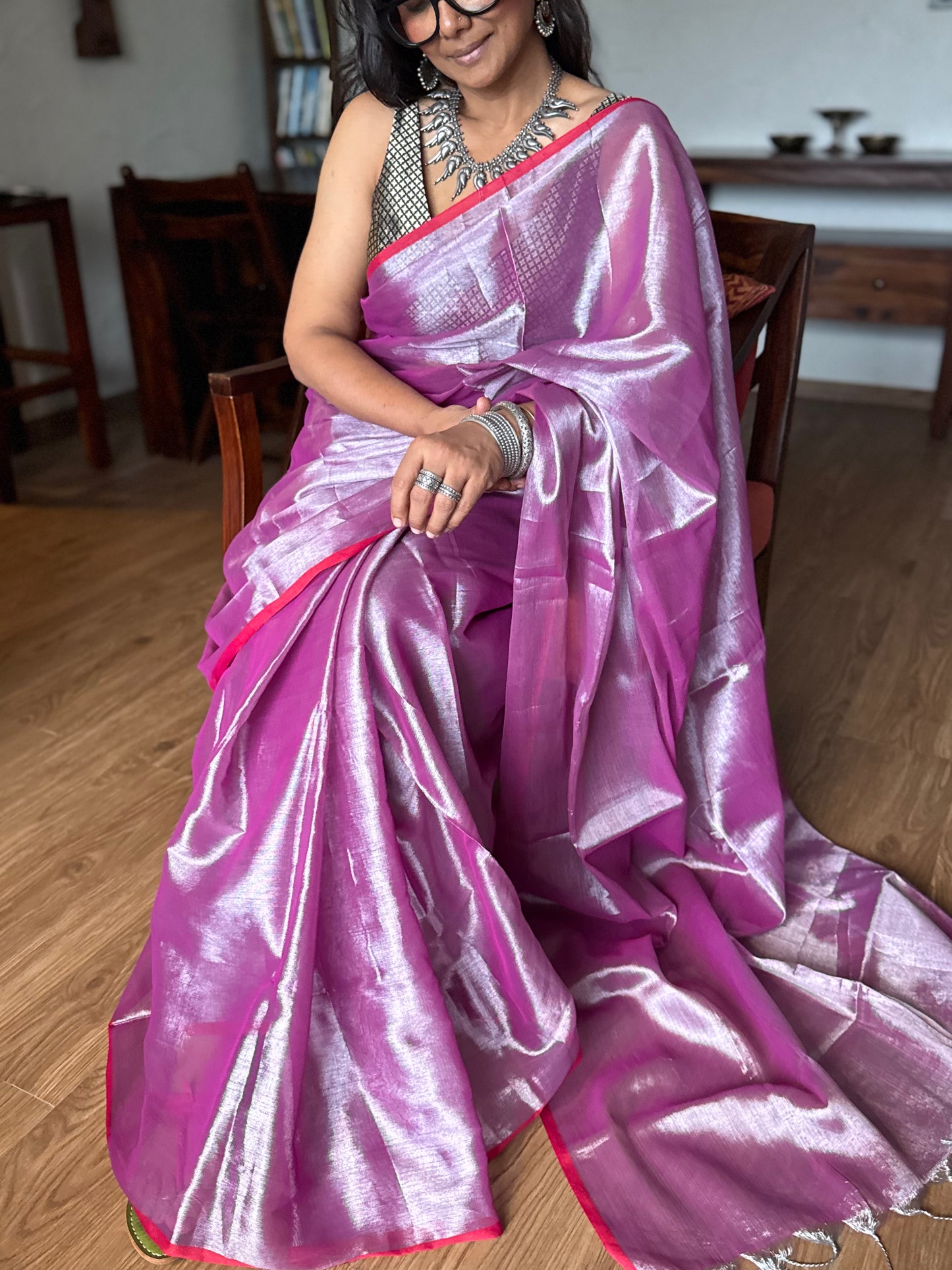 Onion Tissue Silk Saree