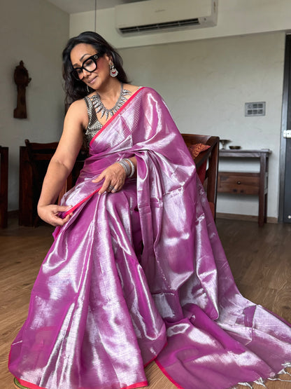 Onion Tissue Silk Saree